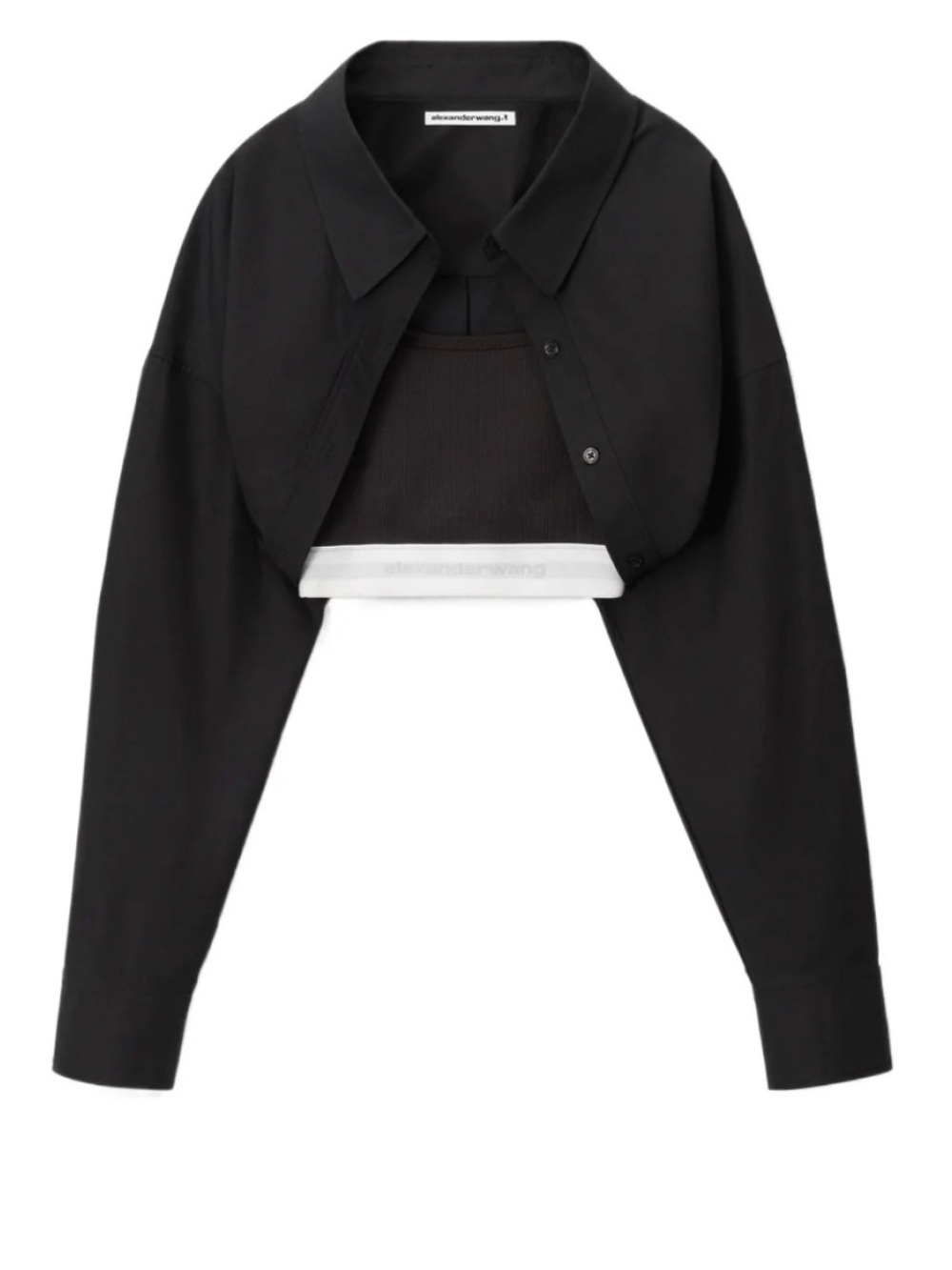 Alexander Wang black cropped shirt-jacket with built-in tank